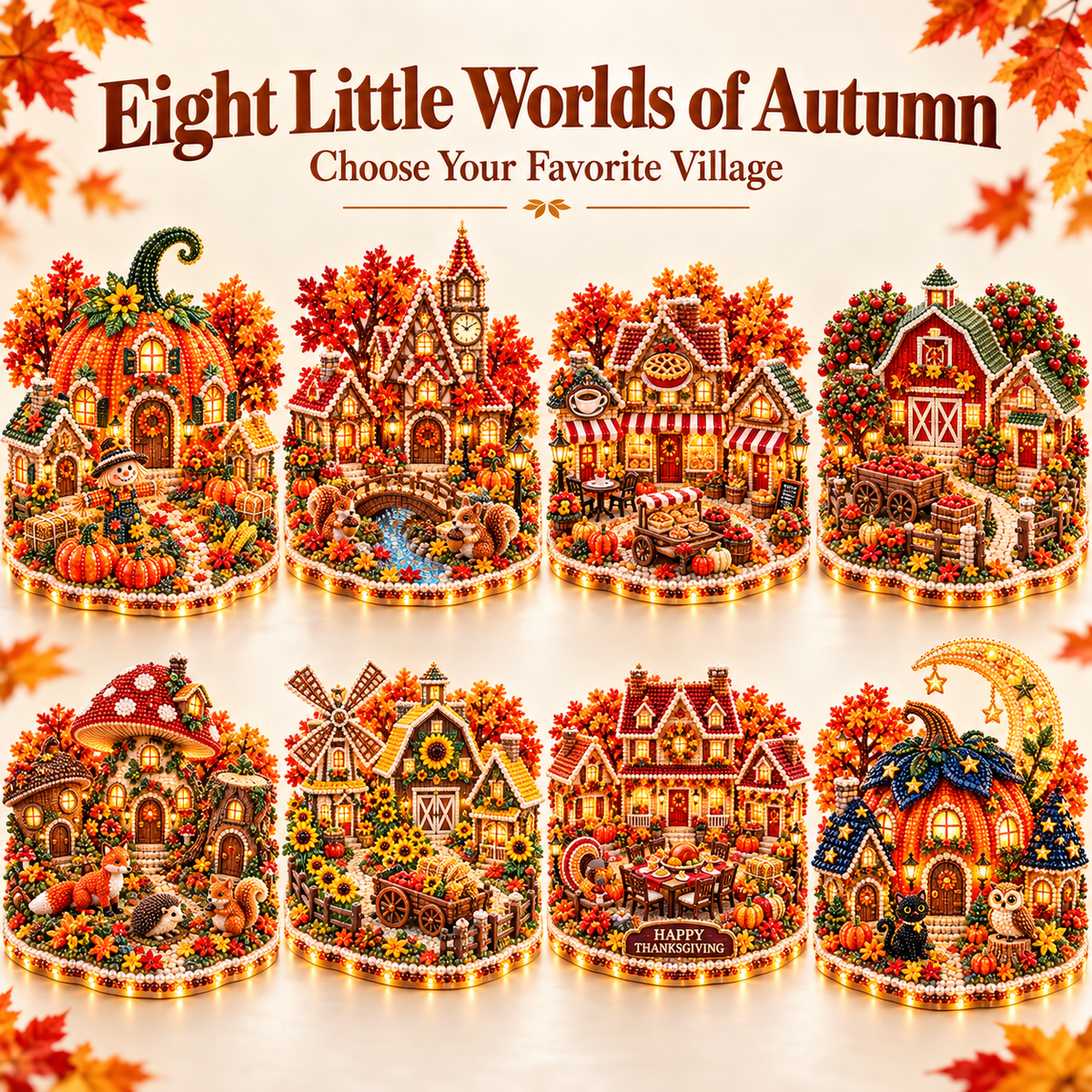 🍂 DIY Sparkling Autumn Village — 3D Diamond Art Decoration Kit