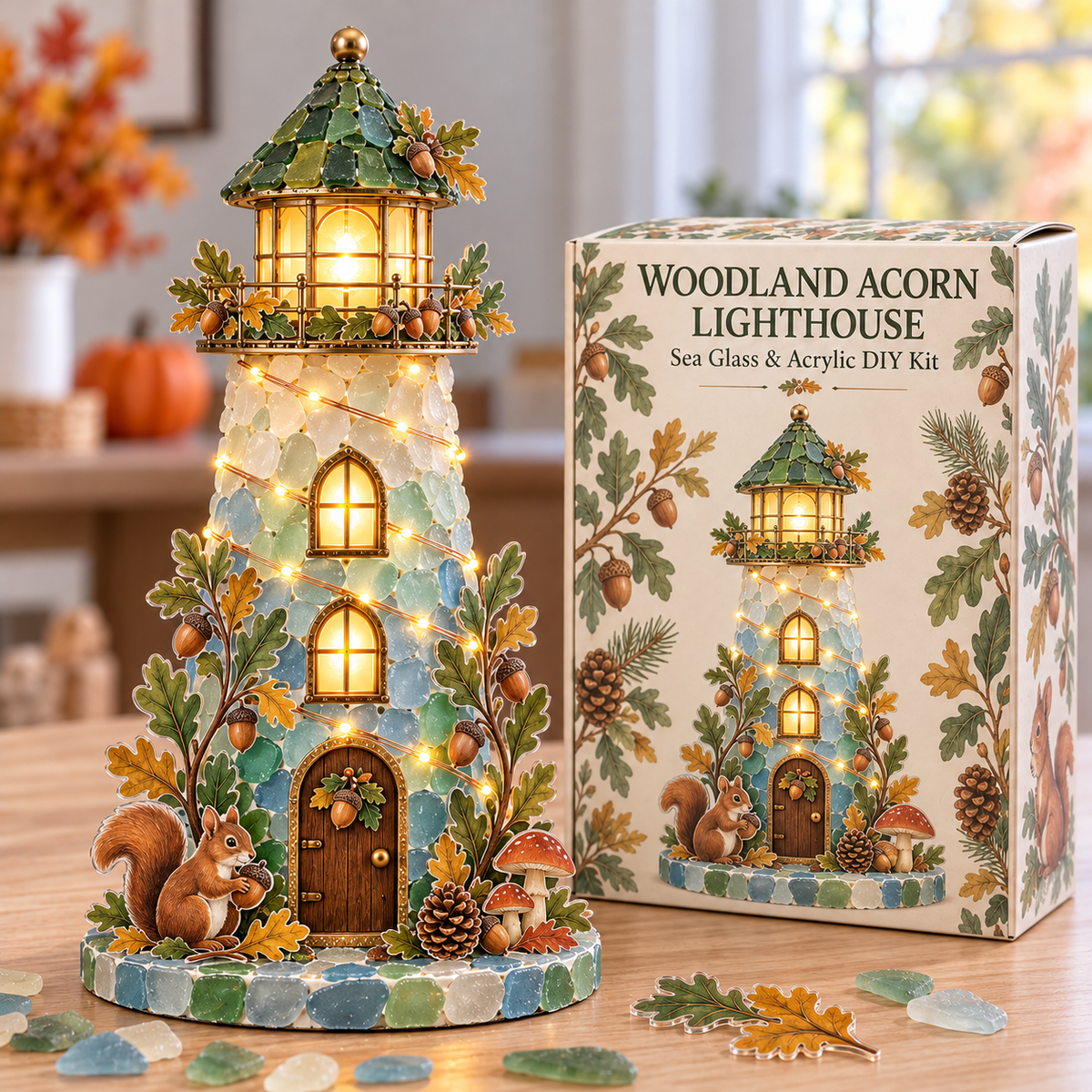 ✨ Autumn Harvest Sea Glass Lighthouse DIY Kit