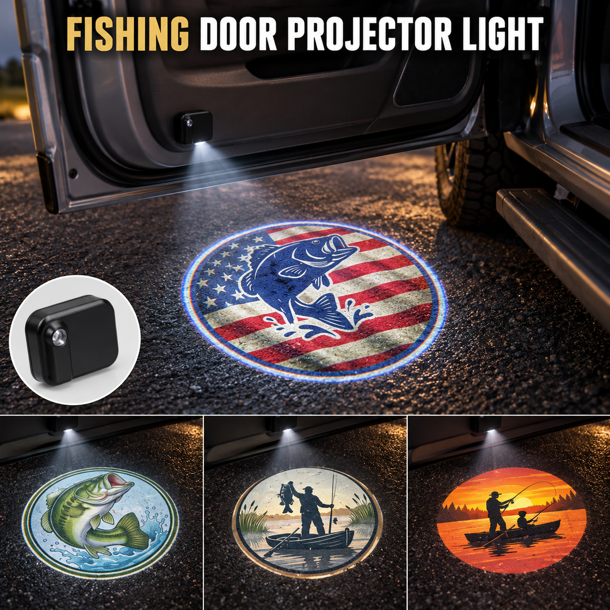 🎣 Fishing Door Projector Light – 4 Unique Designs
