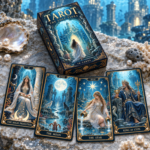 🌊 The Lost Tides Tarot – 78 Cards of Ocean Mystery & Inner Discovery ✨