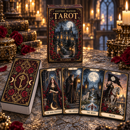 🌙 Gothic Manor Tarot – 78 Cards of Mystery & Moonlight 🥀