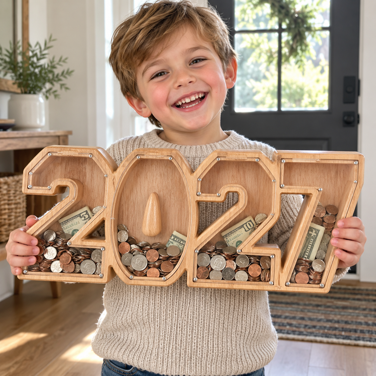 🔥Last Day 49% OFF🪙 - Personalized Number Wooden Money Bank For Kids