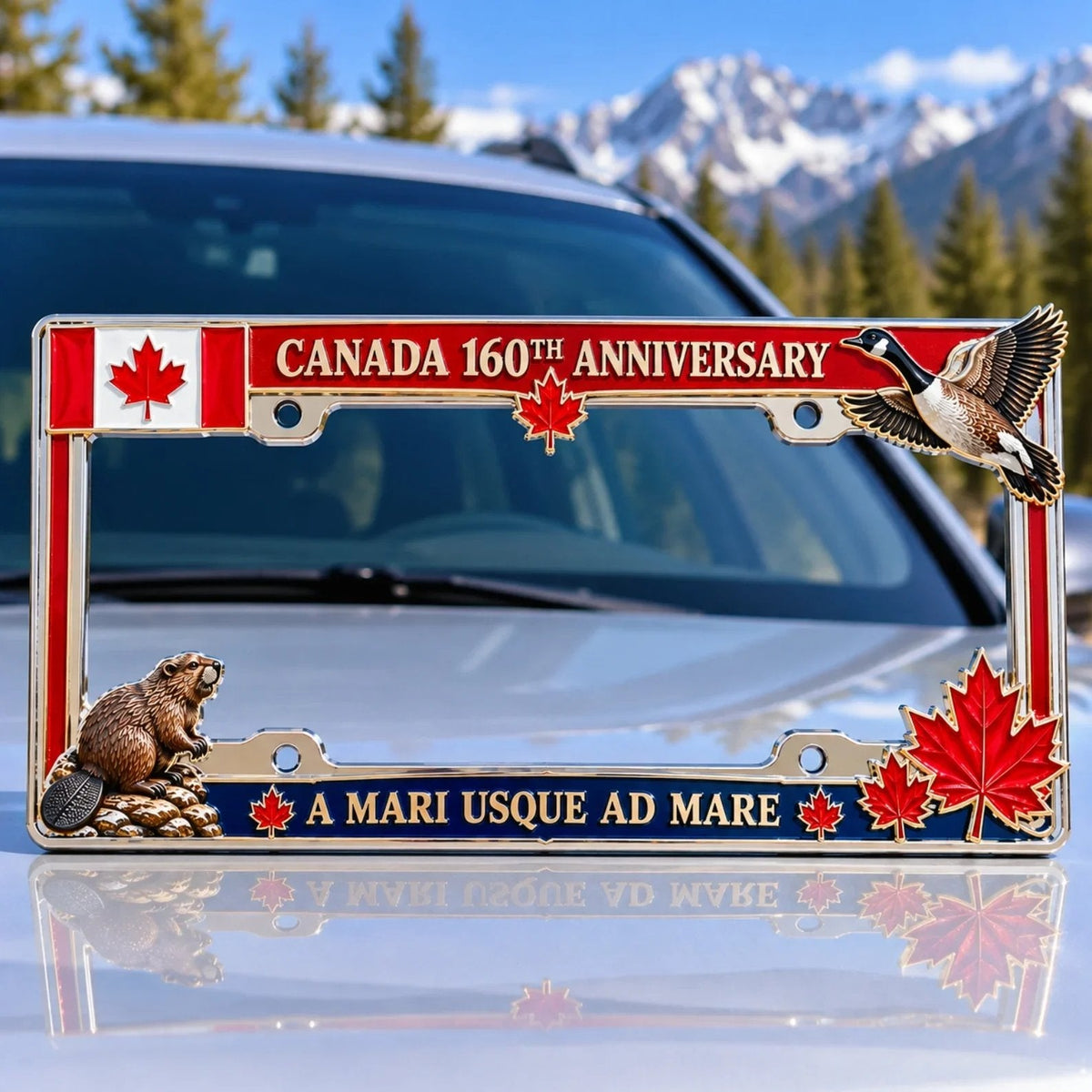 🍁🚗 Canada 160th Anniversary Commemorative Metal License Plate Frame