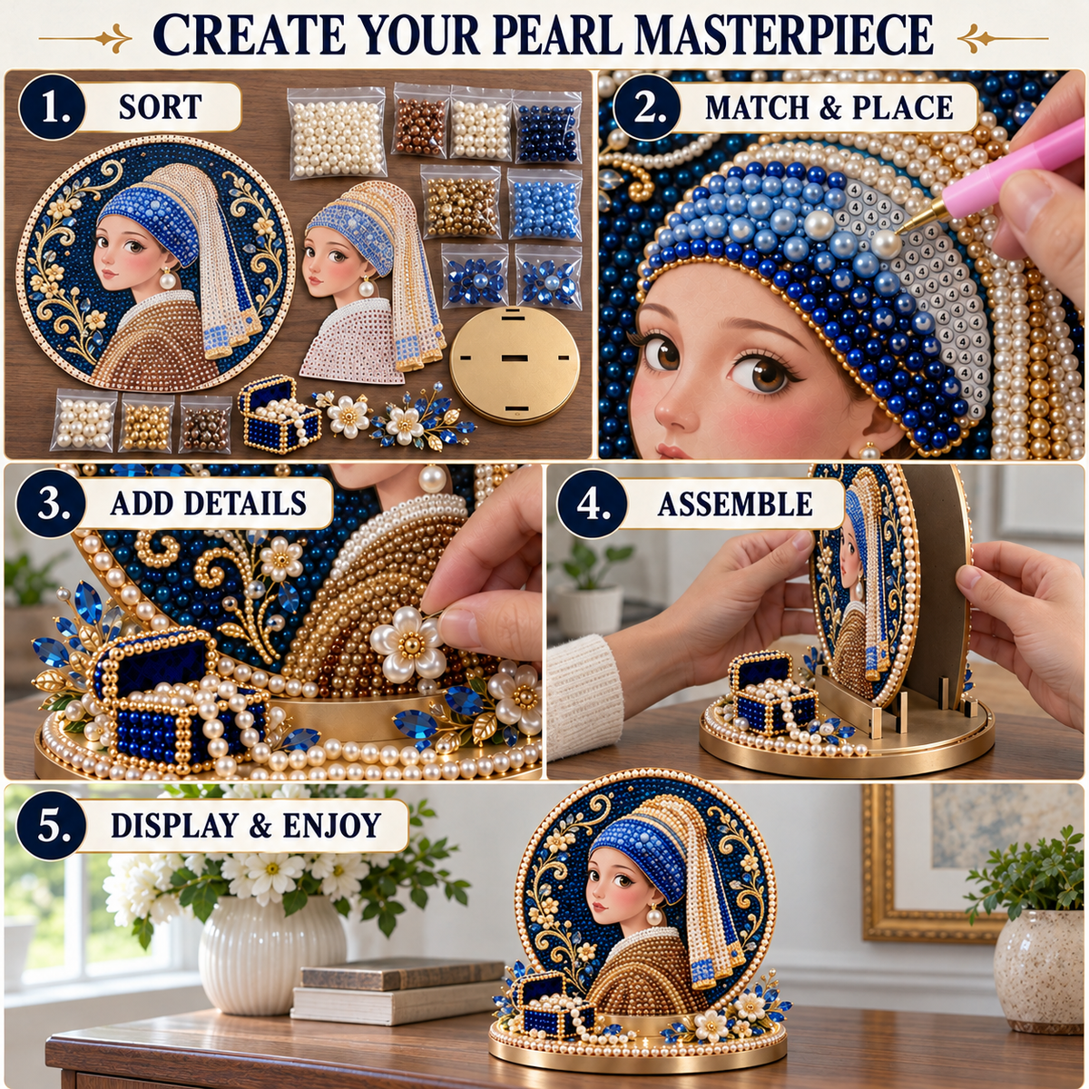 ✨DIY 3D Pearl Art Display Kit – Create Your Own Little Masterpiece 🎨