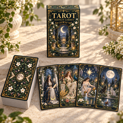 🌙 Moonlit Garden Tarot – 78 Cards of Botanical Beauty & Hidden Wisdom 🌿
