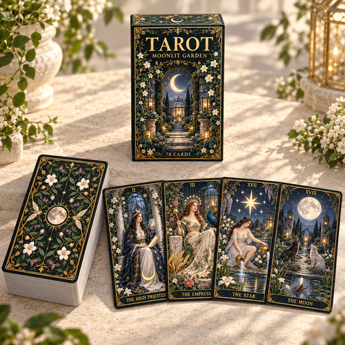 🌙 Moonlit Garden Tarot – 78 Cards of Botanical Beauty & Hidden Wisdom 🌿
