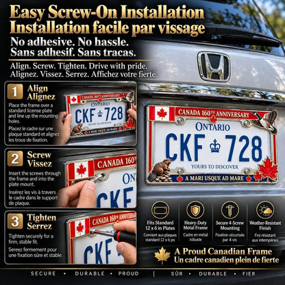 🍁🚗 Canada 160th Anniversary Commemorative Metal License Plate Frame
