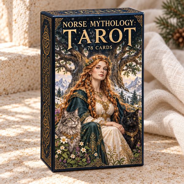 🌿 Norse Mythology Tarot — Freyja Edition · 78 Cards of Intuition, Beauty & Renewal ✨