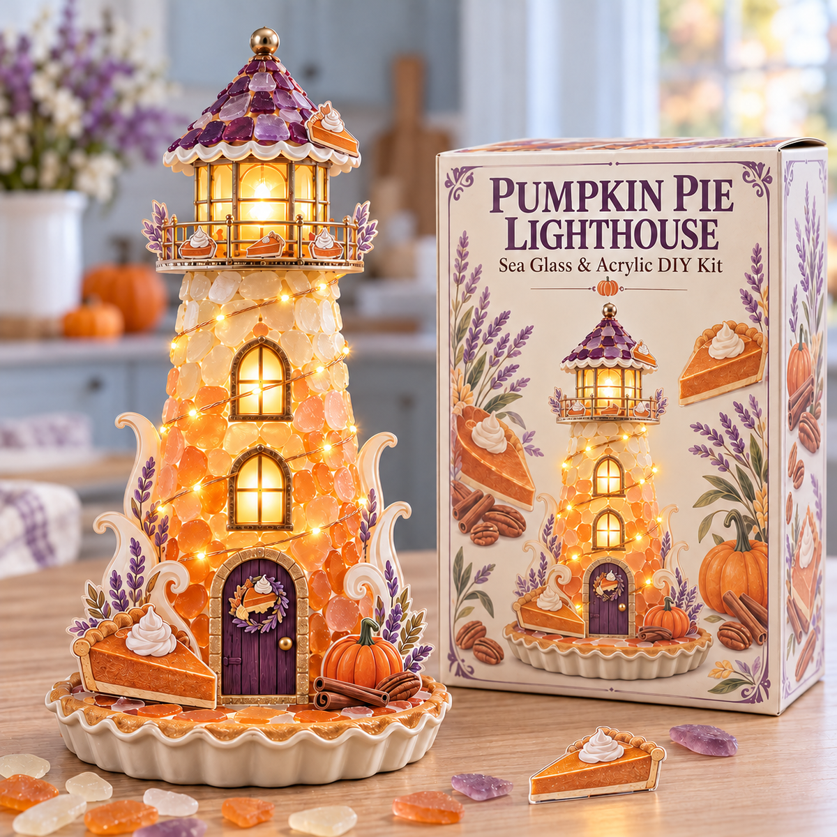 ✨ Autumn Harvest Sea Glass Lighthouse DIY Kit