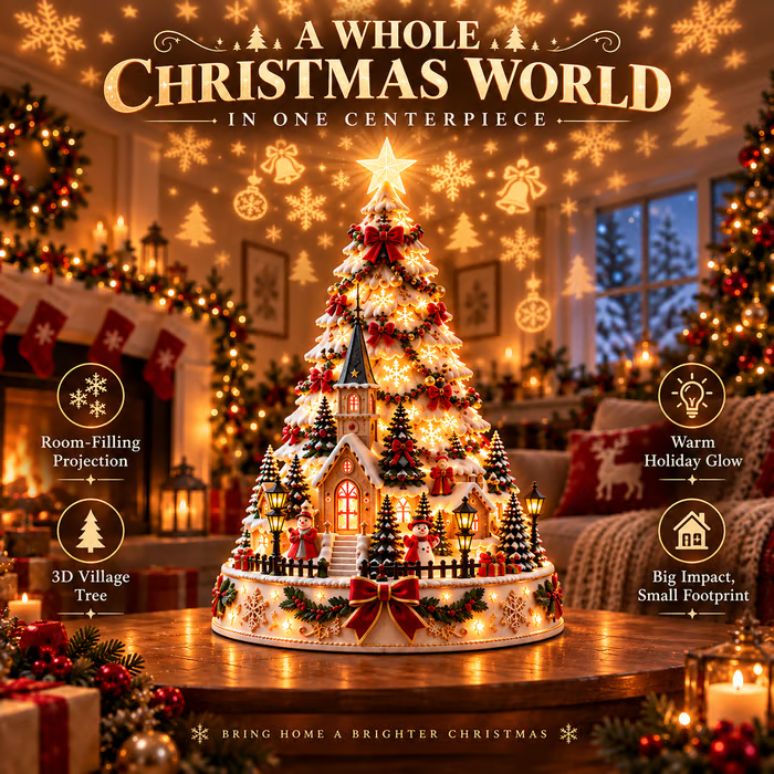 💯 Last day 70% OFF - 🎄Christmas Village Projection Centerpiece
