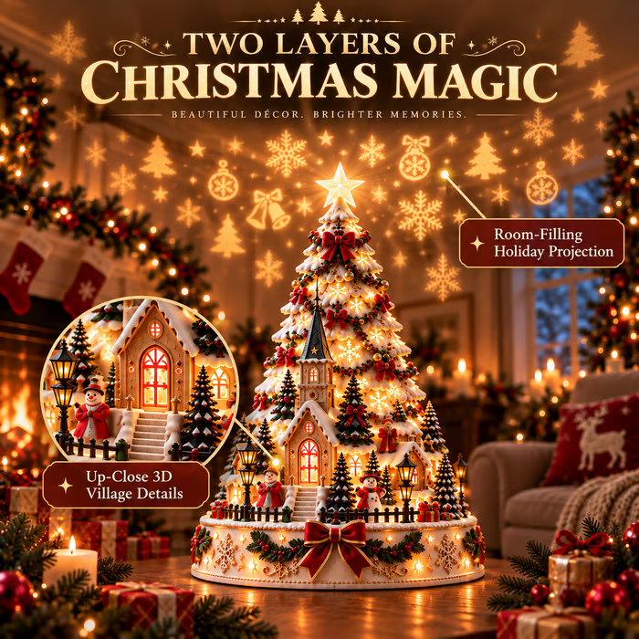 💯 Last day 70% OFF - 🎄Christmas Village Projection Centerpiece