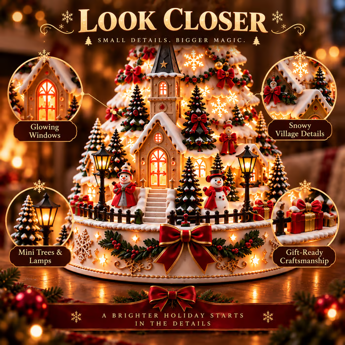 💯 Last day 70% OFF - 🎄Christmas Village Projection Centerpiece