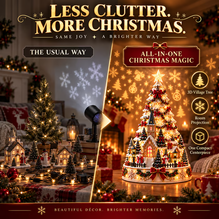 💯 Last day 70% OFF - 🎄Christmas Village Projection Centerpiece