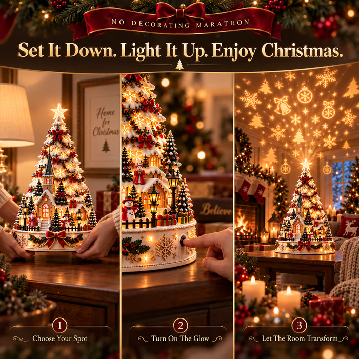 💯 Last day 70% OFF - 🎄Christmas Village Projection Centerpiece