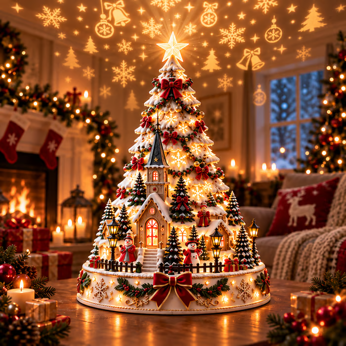 💯 Last day 70% OFF - 🎄Christmas Village Projection Centerpiece