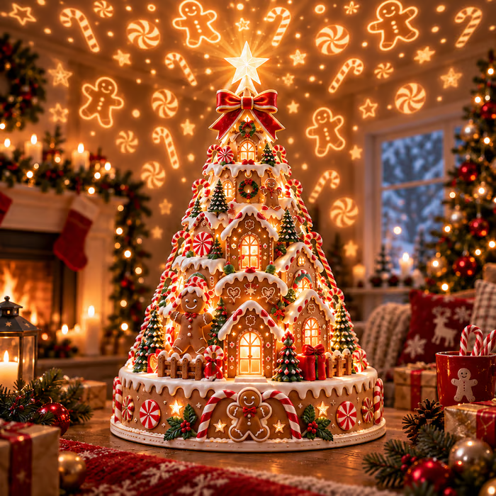 💯 Last day 70% OFF - 🎄Christmas Village Projection Centerpiece