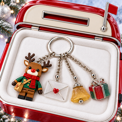 🎄 Christmas Little Wonders – Character & Sea Glass Charm Keychain Collection