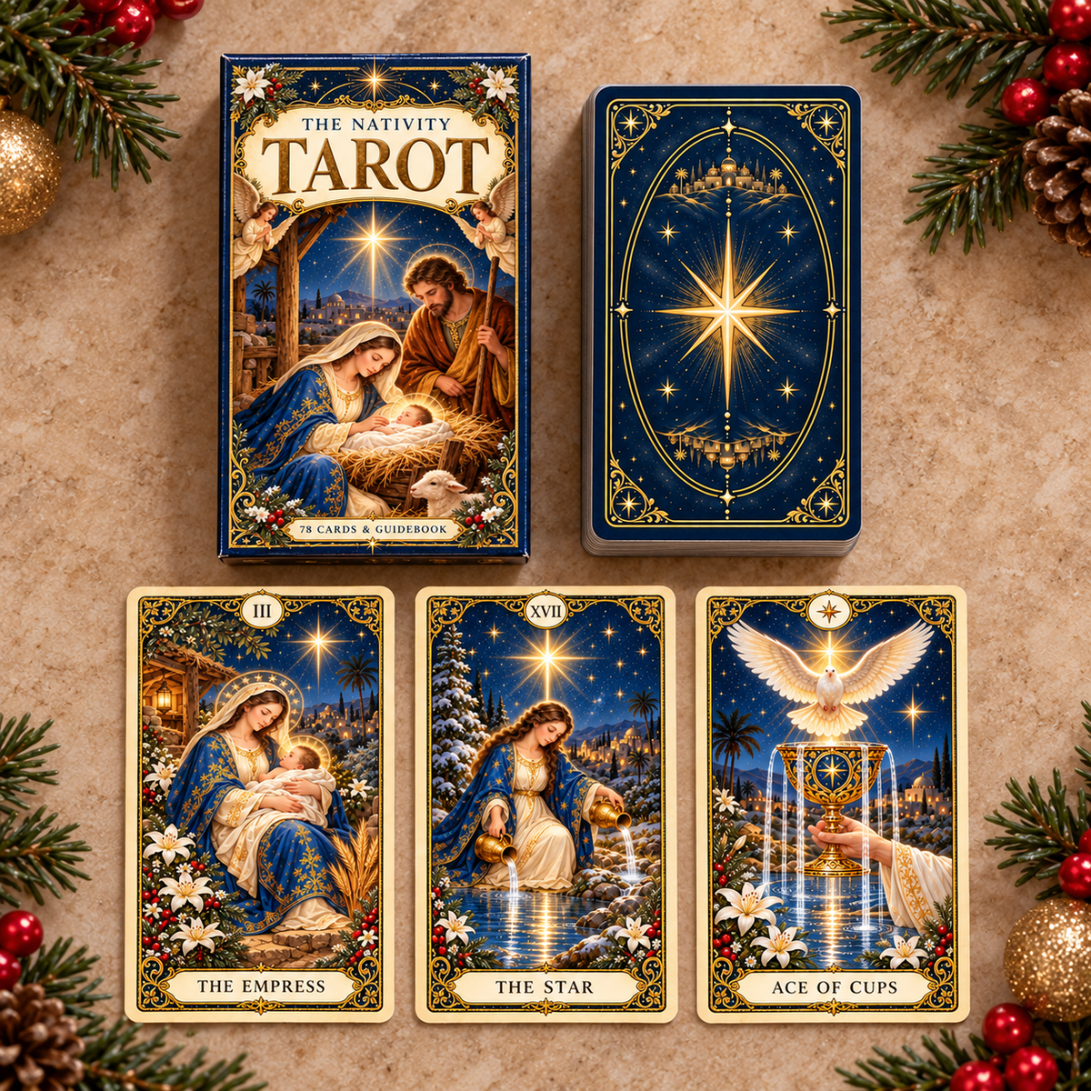 🎄 The Nativity Tarot — Christmas Edition 78-Card Deck & Guidebook