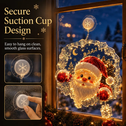 🔥HOT SALE 70% OFF✨🎄Lighted Christmas Window Decoration with Suction Cup | Warm LED Window Light with Double-Layer Design & Multiple Festive Styles Flat Version✨
