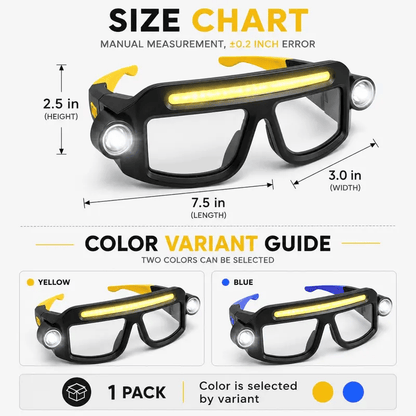 ⚡ Hands-Free LED Headlamp Glasses — 5 Lighting Modes for Work, Repairs & Outdoor Use