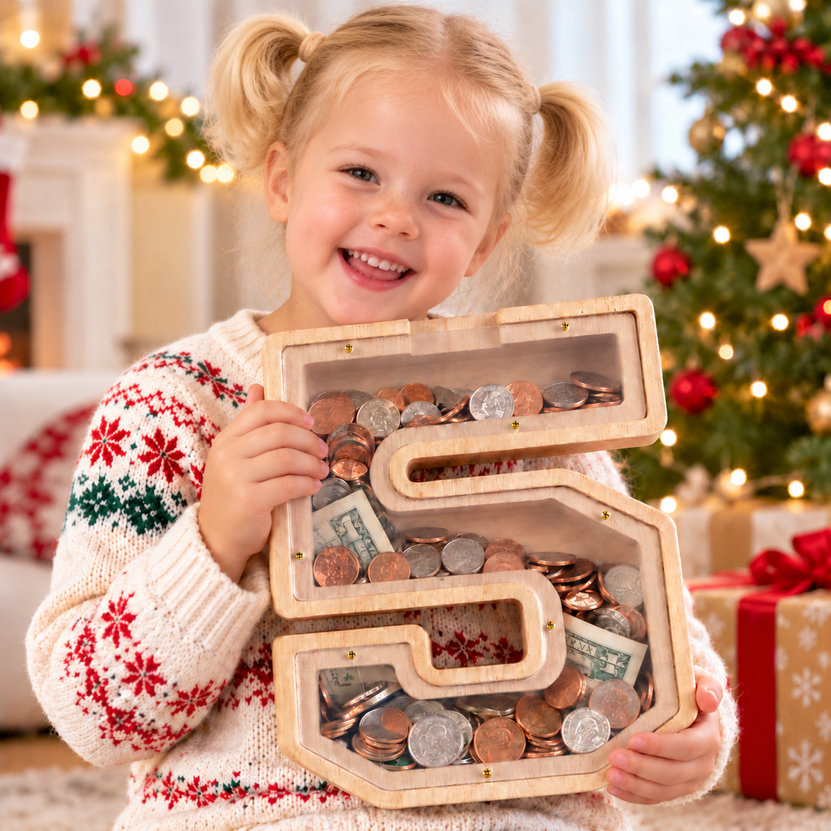 🔥Last Day 49% OFF🪙 - Personalized Number Wooden Money Bank For Kids