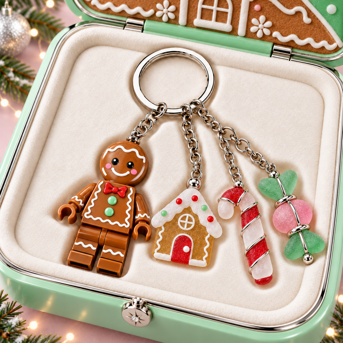 🎄 Christmas Little Wonders – Character & Sea Glass Charm Keychain Collection