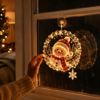 🔥HOT SALE 70% OFF✨🎄Lighted Christmas Window Decoration with Suction Cup | Warm LED Window Light with Double-Layer Design & Multiple Festive Styles Flat Version✨