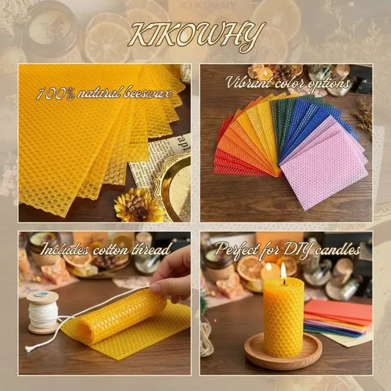 DIY Beeswax Candle Making Kit (12-Piece Set) – Create Your Own Cozy Glow!