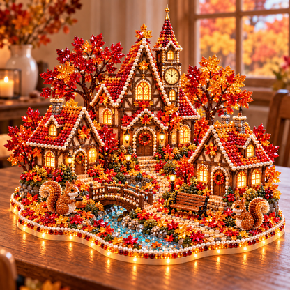 🍂 DIY Sparkling Autumn Village — 3D Diamond Art Decoration Kit