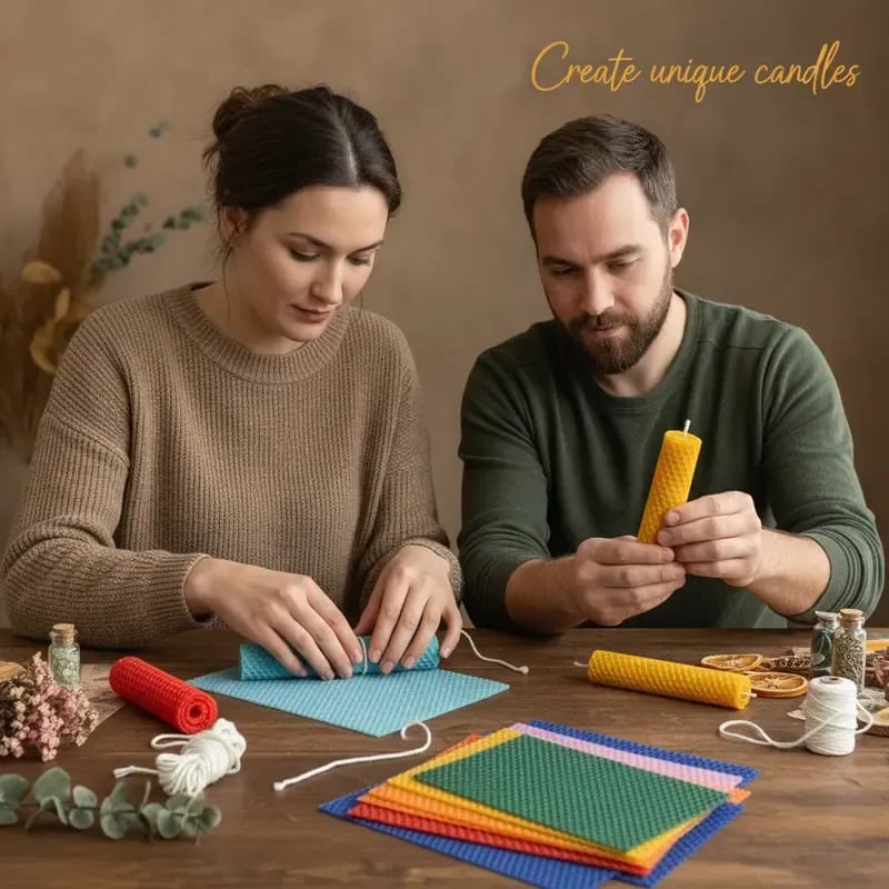 DIY Beeswax Candle Making Kit (12-Piece Set) – Create Your Own Cozy Glow!