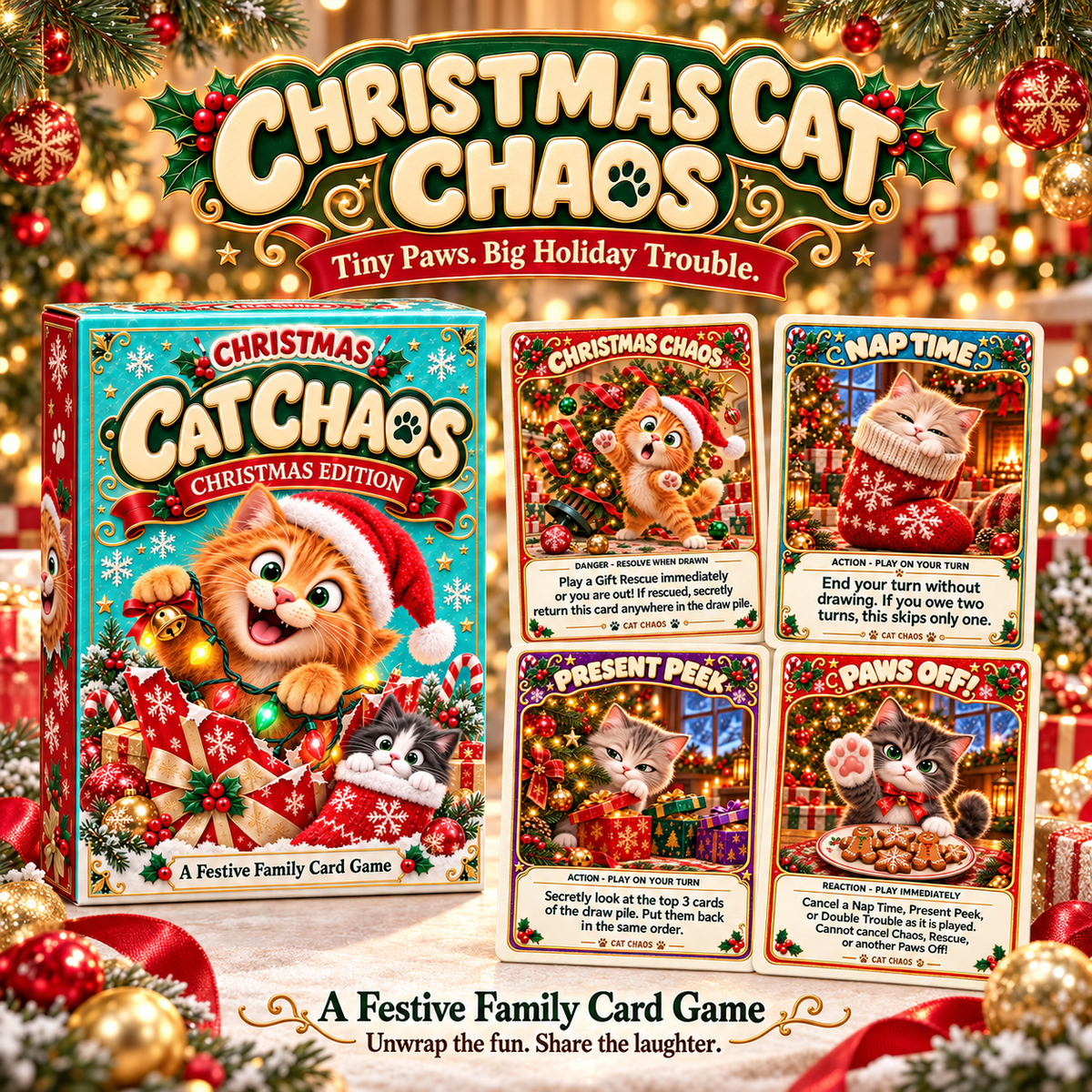 🎄💥 Christmas Exploding Kittens – Holiday Family Card Game