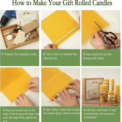 DIY Beeswax Candle Making Kit (12-Piece Set) – Create Your Own Cozy Glow!