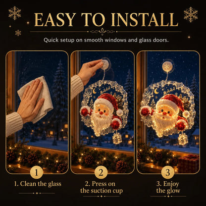 🔥HOT SALE 70% OFF✨🎄Lighted Christmas Window Decoration with Suction Cup | Warm LED Window Light with Double-Layer Design & Multiple Festive Styles Flat Version✨