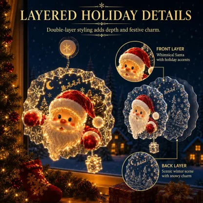🔥HOT SALE 70% OFF✨🎄Lighted Christmas Window Decoration with Suction Cup | Warm LED Window Light with Double-Layer Design & Multiple Festive Styles Flat Version✨