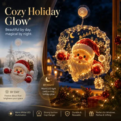🔥HOT SALE 70% OFF✨🎄Lighted Christmas Window Decoration with Suction Cup | Warm LED Window Light with Double-Layer Design & Multiple Festive Styles Flat Version✨