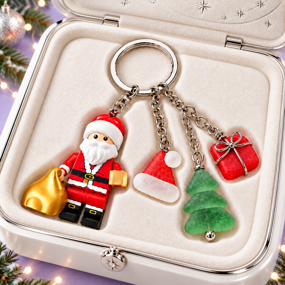 🎄 Christmas Little Wonders – Character & Sea Glass Charm Keychain Collection