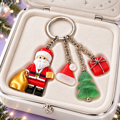 🎄 Christmas Little Wonders – Character & Sea Glass Charm Keychain Collection