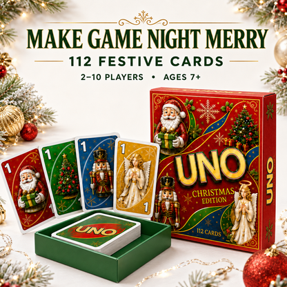 🔥Last Day 50% OFF🎉-🃏UNO Christmas Edition🎄 Holiday Family Card Game with 112 Festive Cards