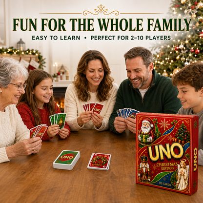 🔥Last Day 50% OFF🎉-🃏UNO Christmas Edition🎄 Holiday Family Card Game with 112 Festive Cards