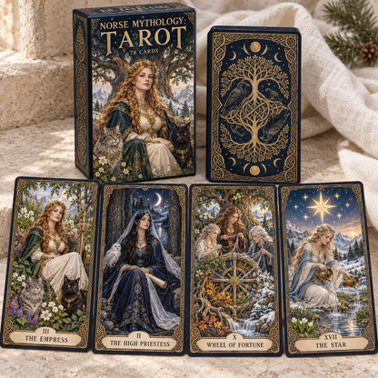 🌿 Norse Mythology Tarot — Freyja Edition · 78 Cards of Intuition, Beauty & Renewal ✨