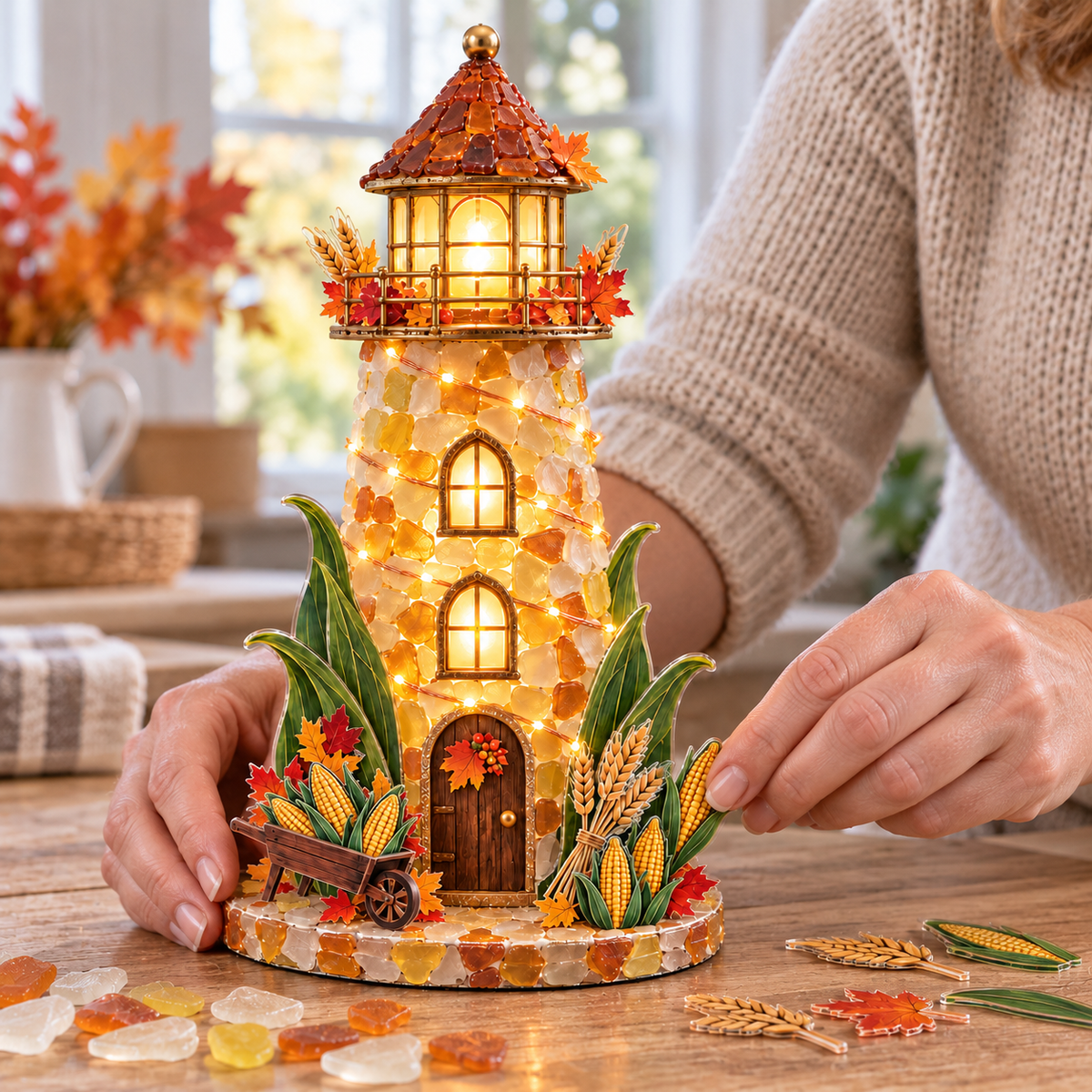 ✨ Autumn Harvest Sea Glass Lighthouse DIY Kit