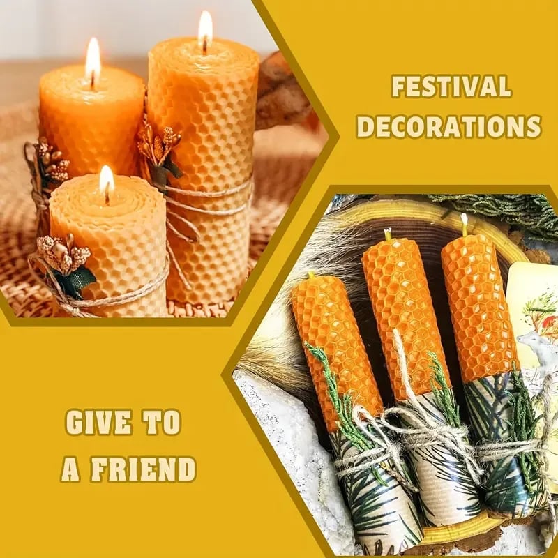 DIY Beeswax Candle Making Kit (12-Piece Set) – Create Your Own Cozy Glow!