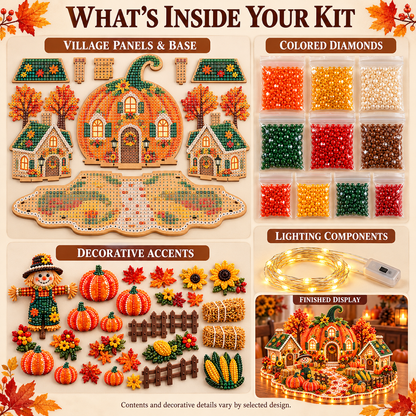 🍂 DIY Sparkling Autumn Village — 3D Diamond Art Decoration Kit