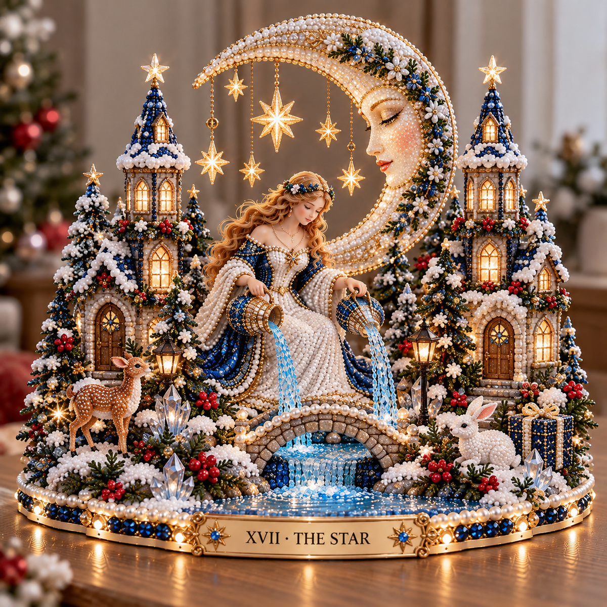 🔮 Christmas Tarot Wonderland – 3D DIY Diamond Art Light-Up Kit 🎄🌙