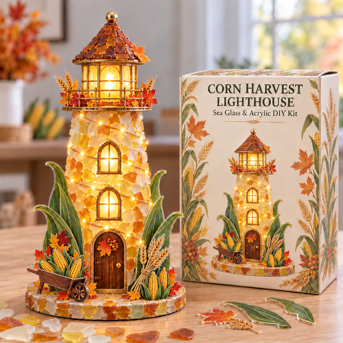 ✨ Autumn Harvest Sea Glass Lighthouse DIY Kit
