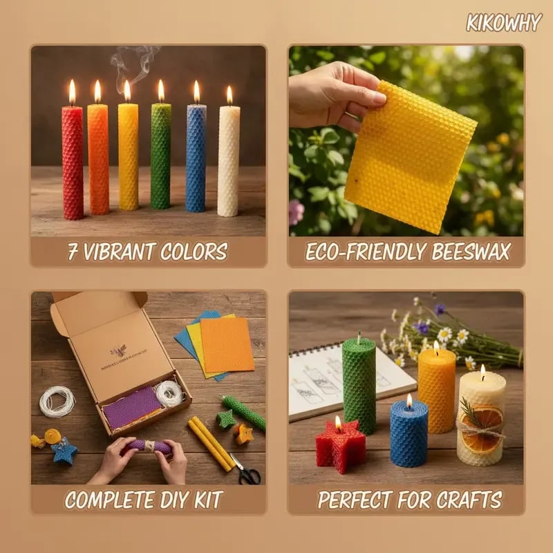 DIY Beeswax Candle Making Kit (12-Piece Set) – Create Your Own Cozy Glow!