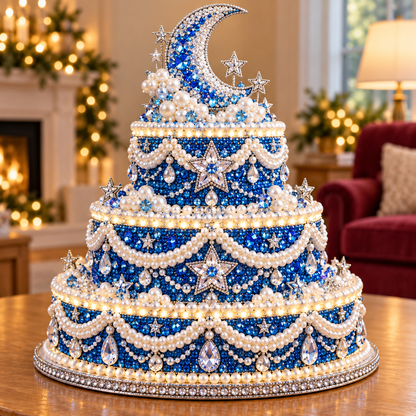 🎄 DIY Christmas Pearl & Diamond Art Cake Kit — Create Your Own Sparkling 3-Tier Holiday Centerpiece ✨