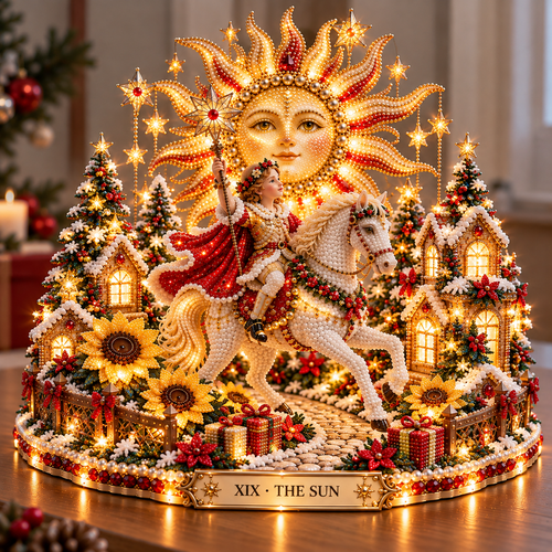 🔮 Christmas Tarot Wonderland – 3D DIY Diamond Art Light-Up Kit 🎄🌙