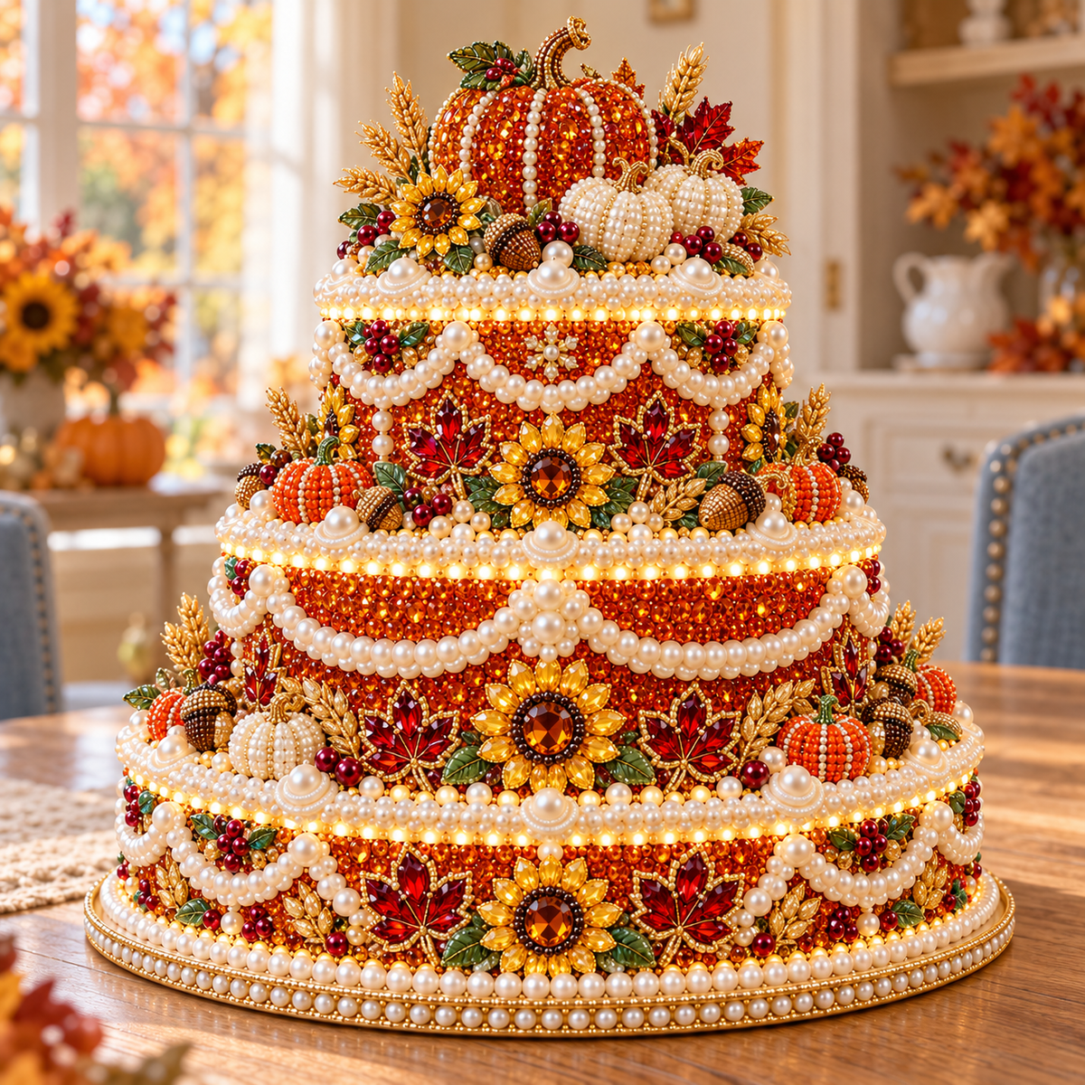 🎄 DIY Christmas Pearl & Diamond Art Cake Kit — Create Your Own Sparkling 3-Tier Holiday Centerpiece ✨