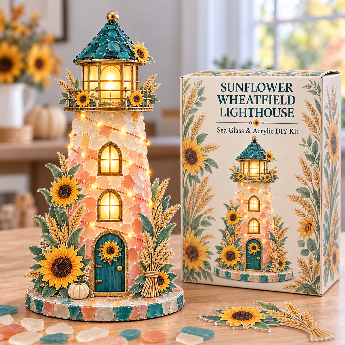 ✨ Autumn Harvest Sea Glass Lighthouse DIY Kit